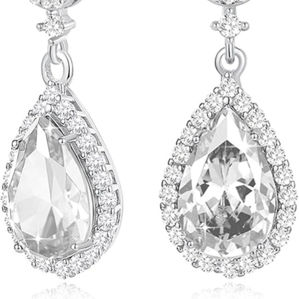 CZ Dangle Stud Earrings for Women 925 Sterling Silver Pos